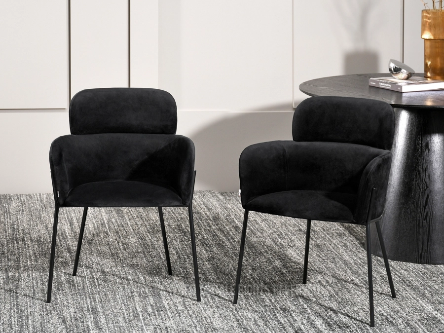 nowoczesny design krzesła Biagio w czarnym welurze