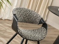 CZARNO BEŻOWE krzesło z motywem animal print BENT NOGI CZARNY - niskie profilowane oparcie