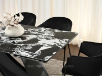 CZARNO-BIAŁY stół marmurowy rozkładany do jadalni CARAVEL - ceramiczny blat 