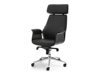 Produkt: Fotel-biurowy leonard czarny-czarny skóra-ekologiczna, podstawa chrom