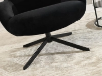 CZARNY fotel premium ARMANDO OBROTOWY - fotel tapicerowany na metalowej podstawie