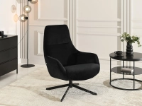 CZARNY fotel premium ARMANDO OBROTOWY - welurowy fotel do salonu
