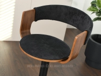 CZARNY hoker barowy NR 35 z drewnem ORZECH  - designerskie siedzisko