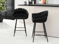CZARNY hoker barowy PEONIA - CZARNE NOGI - stylowy design