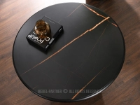 CZARNY stolik kawowy ryflowany DORFI 60 CZARNY MARMUR - elegancka kolorystyka blatu