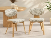 DĘBOWE krzesło w geometryczne wzory KREMOWO BEŻOWY JULIO  - designerskie krzesło i ponadczasowy styl