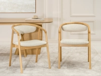 DĘBOWE krzesło z giętego drewna tapicerka JASNY BEŻ DESSA - nowoczesny design krzesła