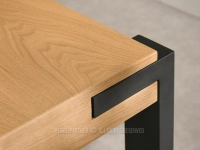 DĘBOWY prostokątny stół z praktyczną szufladką BARI NOGI CZARNY - designerskie metalowe wstawki w narożnikach blatu