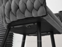 Designerskie krzesło barowe PEONIA SZARY WELUR - CZARNY - elementy montażowe
