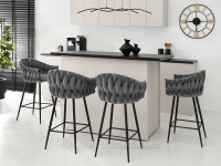 Designerskie krzesło barowe PEONIA SZARY WELUR - CZARNY - w aranżacji