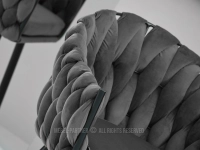 Designerskie krzesło barowe PEONIA SZARY WELUR - CZARNY - plecione oparcie