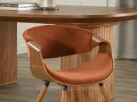 Krzesło gięte z WELUROWĄ tapicerką BENT MIEDZIANY - ORZECH - designerska kolorystyka