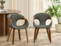 Drewniane krzesło w stylu vintage ZIELONY KORA NOGI ORZECH - designerski styl do jadalni lub salonu