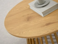 Drewniany stolik kawowy okrągły do salonu KARSTEN 80 DĄB - płyta laminowana w kolorze dębu