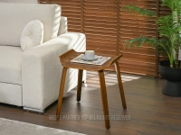 Drewniany stolik pomocnik MARINO ORZECH NOGI ORZECH - stolik boczny do kanapy