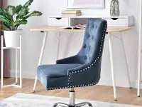 Fotel soria szary-niebieski welur, podstawa chrom