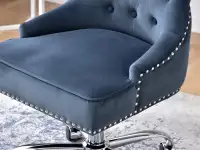Fotel soria szary-niebieski welur, podstawa chrom