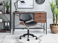Drewniane krzesło do biurka BRUNO ORZECH - CZARNY - w aranżacji z biurkiem VIGO