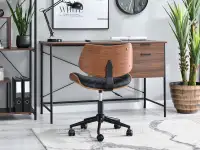Drewniane krzesło do biurka BRUNO ORZECH - CZARNY - krzesło biurowe z drewnianym korpusem