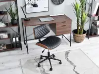 Drewniane krzesło do biurka BRUNO ORZECH - CZARNY - pikowany fotel biurowy