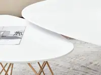 Zestaw stolików RAVA S+XL BIAŁY Z MIEDZIANYMI NOGAMI - czysta biel blatów