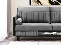 Sofa malone szary welur, podstawa czarny