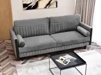Sofa malone szary welur, podstawa czarny