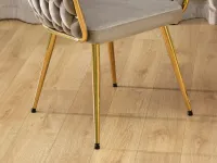 Welurowe krzesło IRIS BEŻOWE - ZŁOTY STELAŻ - stabilna noga