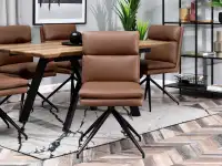 Krzesło obrotowe RALPH ekoskóra brąz - czarne nogi - przód