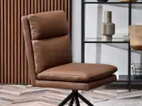 Krzesło obrotowe RALPH ekoskóra brąz - czarne nogi - obrotowe siedzisko