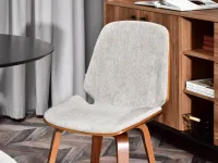 Drewniane krzesło VINCE BEŻOWE - orzechowe nogi - komfortowe siedzisko