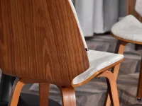 Drewniane krzesło VINCE BEŻOWE - orzechowe nogi - gięte drewno