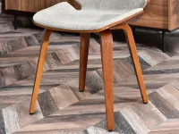 Drewniane krzesło VINCE BEŻOWE - orzechowe nogi - stabilna podstawa