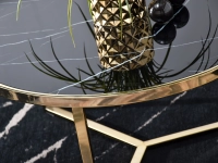 Stolik kawowy NATAL XL ZŁOTY Z CZARNYM MARMUROWYM blatem - oryginalna bryła