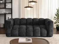 Dwuosobowa sofa tapicerowana o obłym kształcie OLIA CZARNY - stylowa obła sofa do salonu