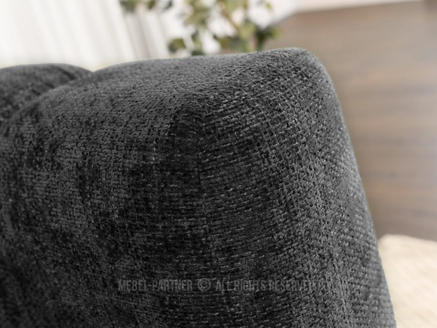Dwuosobowa sofa tapicerowana o obłym kształcie OLIA CZARNY - przyjemna w dotyku tkanina