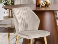 Krzesło glamour od jadalni GASPAR BEŻOWY WELUR - ZŁOTY - wygodne siedzisko