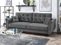 Elegancka kanapa z weluru LANTI SZARA z cekinami do salonu - w aranżacji ze stolikiem AMIN XL