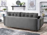 Elegancka kanapa z weluru LANTI SZARA z cekinami do salonu - tył