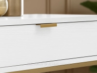 Elegancka konsola z szufladą i półką BIAŁE DREWNO NORA XL ZŁOTY - tekstura drewna