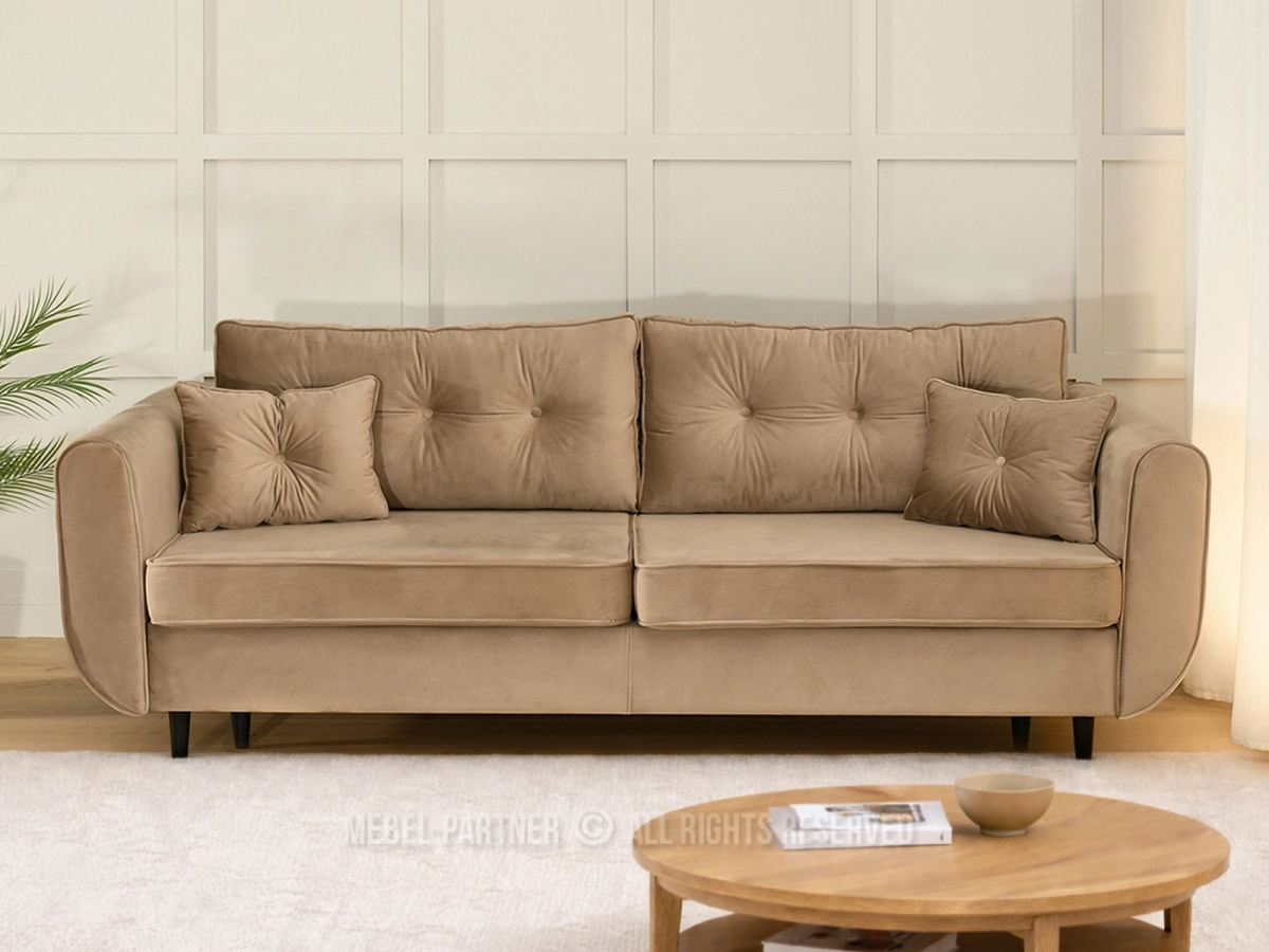 Elegancka sofa z praktycznym pojemnikiem BEŻ BLINK CZARNY