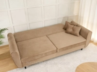 Elegancka sofa z praktycznym pojemnikiem BEŻ BLINK CZARNY - powierzchnia spania
