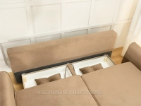 Elegancka sofa z praktycznym pojemnikiem BEŻ BLINK CZARNY - pojemnik na pościel