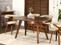 Elegancki okrągły fornirowany stół rozkładany TAURI ORZECH - nowoczesny design