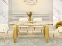 Elegancki stół ANTIGUA 180 BIAŁY MARMUR GOLD - ZŁOTY