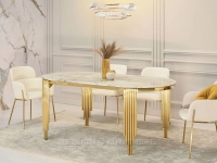 Elegancki stół ANTIGUA 180 BIAŁY MARMUR GOLD - ZŁOTY - bok złotu w aranżacji