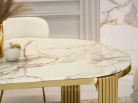 Elegancki stół ANTIGUA 180 BIAŁY MARMUR GOLD - ZŁOTY - efektowny blat