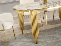 Elegancki stół ANTIGUA 180 BIAŁY MARMUR GOLD - ZŁOTY - złota podstawa