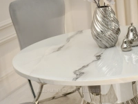 Elegancki stół TANTOS 120 BIAŁY MARMUR CHROM POŁYSK - wzór marmuru
