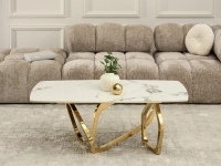 Stolik kawowy glamour RANDY 120 BIAŁY MARMUR - ZŁOTY - elegancka ława do salonu w aranżacji